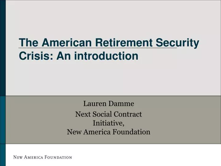 the american retirement security crisis an introduction