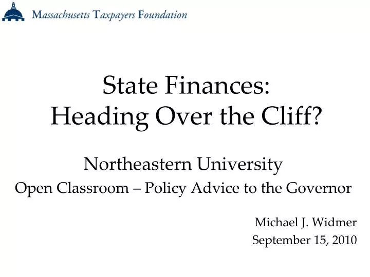 state finances heading over the cliff