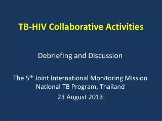 TB-HIV Collaborative Activities