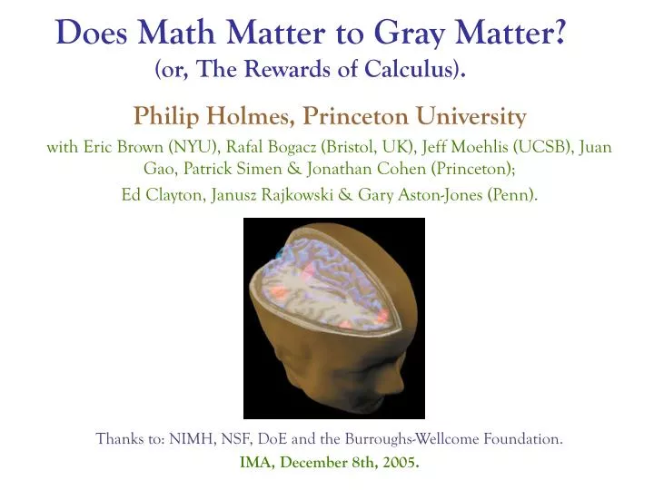 does math matter to gray matter or the rewards of calculus