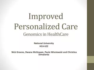 Improved Personalized Care Genomics in HealthCare