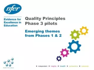 Quality Principles Phase 3 pilots Emerging themes from Phases 1 &amp; 2
