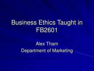 Business Ethics Taught in FB2601