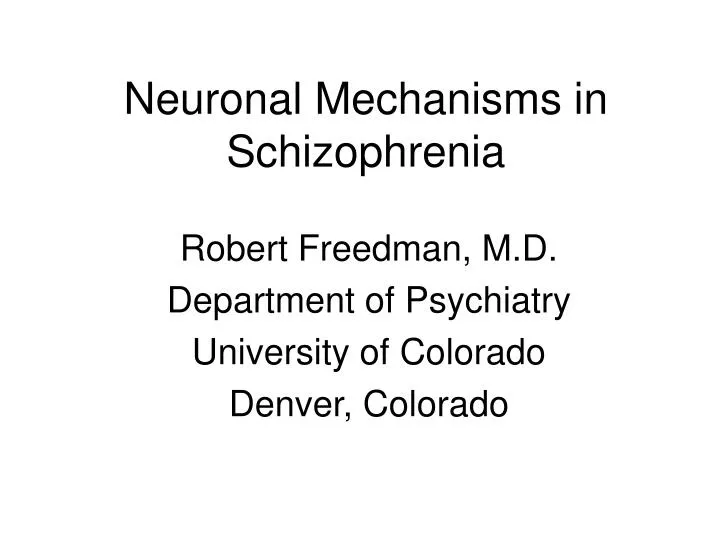 neuronal mechanisms in schizophrenia