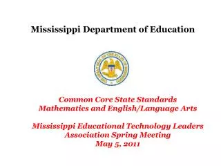 Mississippi Department of Education Common Core State Standards