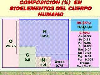 composicion en bioelementos del cuerpo humano