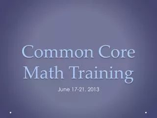 Common Core Math Training