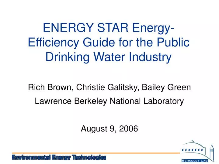 energy star energy efficiency guide for the public drinking water industry