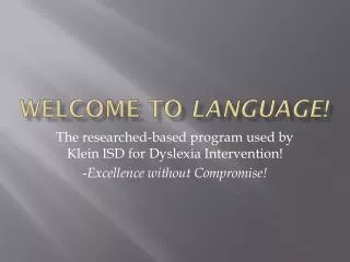 Welcome to Language!
