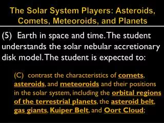 the solar system players asteroids comets meteoroids and planets