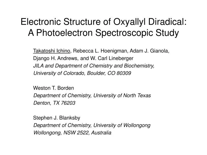 electronic structure of oxyallyl diradical a photoelectron spectroscopic study