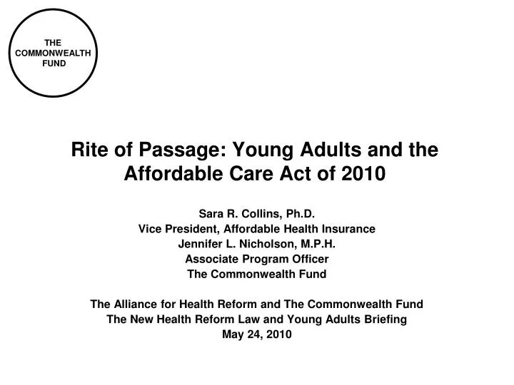 rite of passage young adults and the affordable care act of 2010