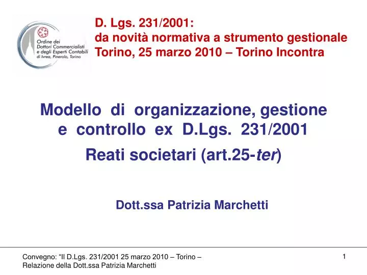 modello di organizzazione gestione e controllo ex d lgs 231 2001 reati societari art 25 ter