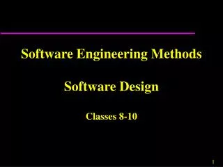 Software Engineering Methods Software Design