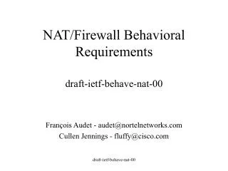 NAT/Firewall Behavioral Requirements