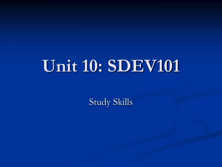unit 10 sdev101