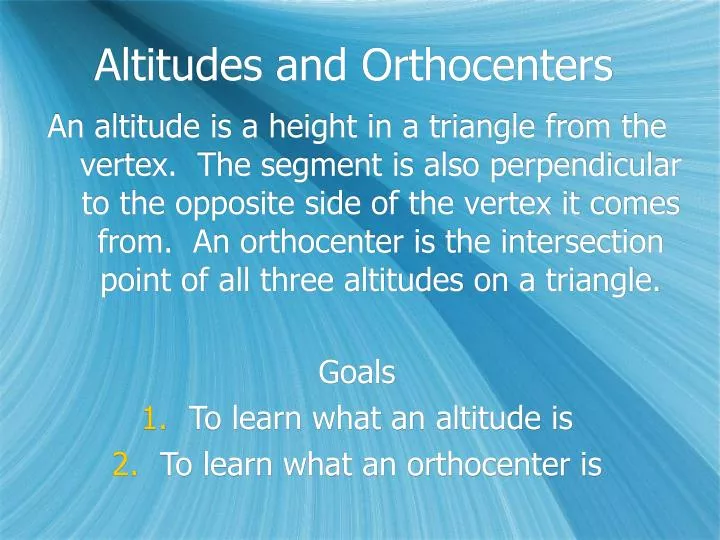 altitudes and orthocenters