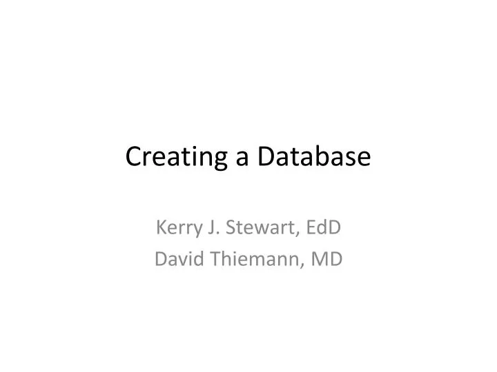 creating a database