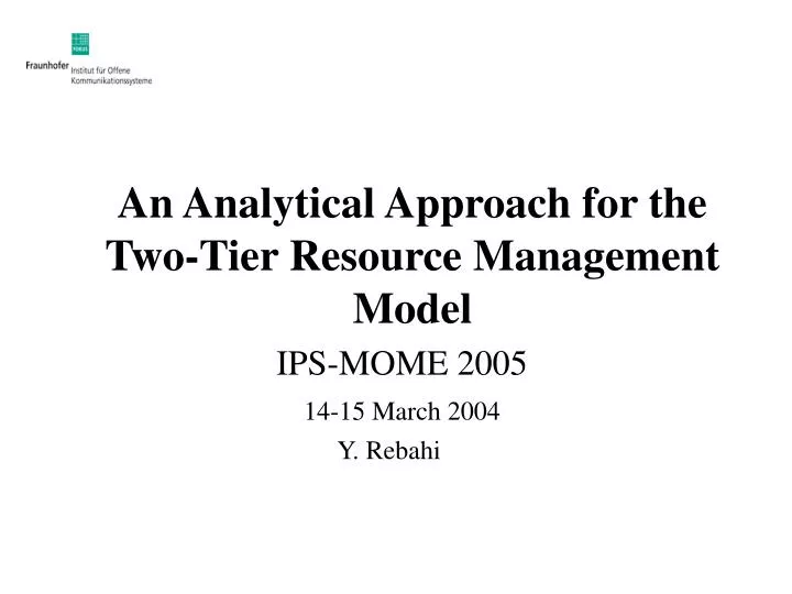 an analytical approach for the two tier resource management model
