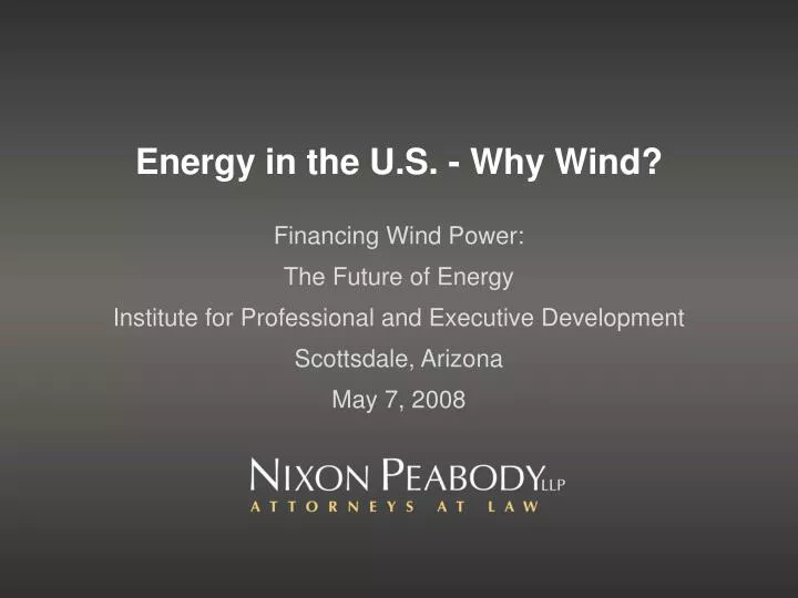 energy in the u s why wind