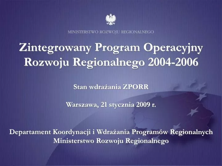 zintegrowany program operacyjny rozwoju regionalnego 2004 2006