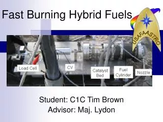 Student: C1C Tim Brown Advisor: Maj. Lydon