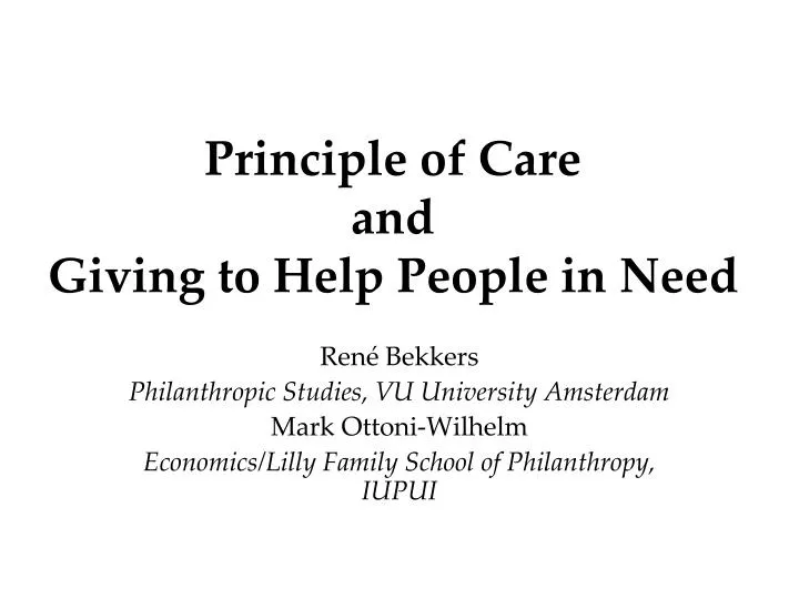 principle of care and giving to help people in need