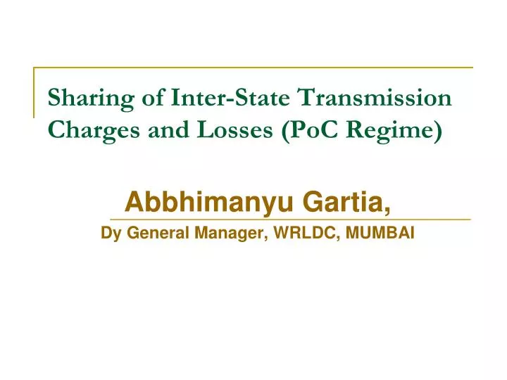 sharing of inter state transmission charges and losses poc regime