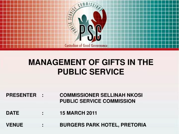 management of gifts in the public service