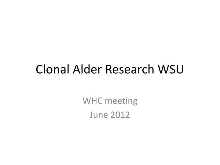 clonal alder research wsu