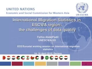 ECE/ Eurostat working session on international migration statistics 14- 16 April 2010, Geneva