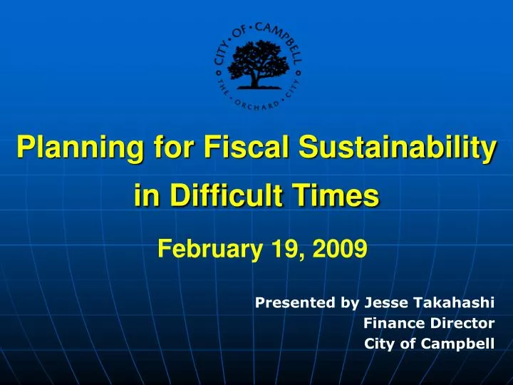 planning for fiscal sustainability in difficult times february 19 2009