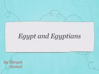 Egypt and Egyptians