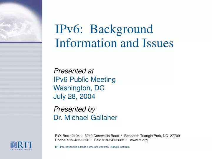ipv6 background information and issues