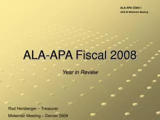 ALA-APA Fiscal 2008