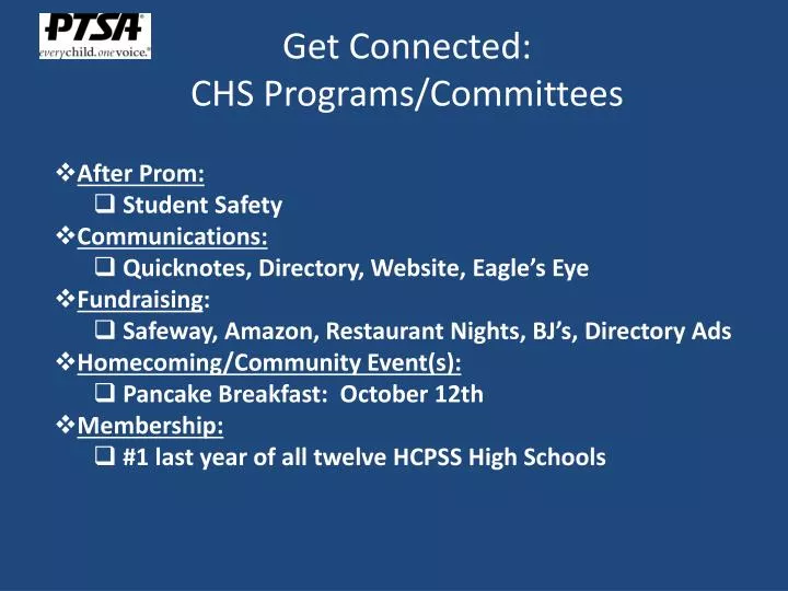 get connected chs programs committees