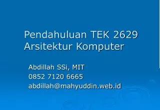pendahuluan tek 2629 arsitektur komputer