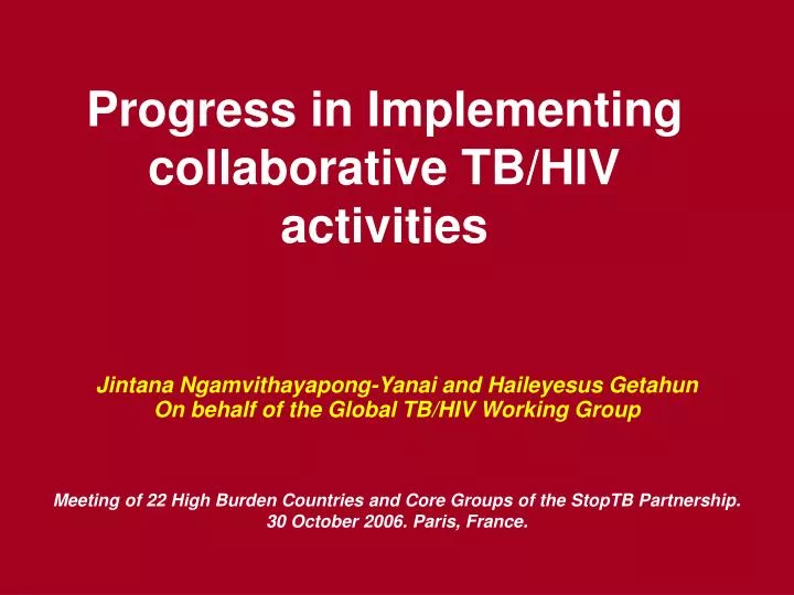progress in implementing collaborative tb hiv activities