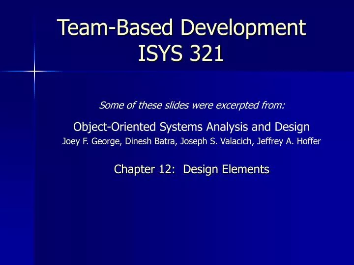 team based development isys 321