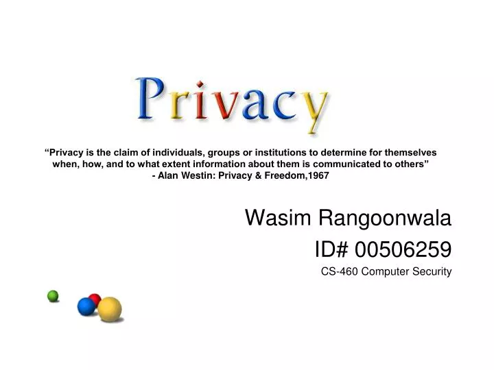 wasim rangoonwala id 00506259 cs 460 computer security