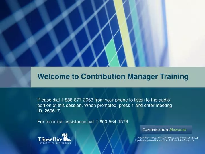welcome to contribution manager training