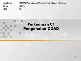 pertemuan 01 pengenalan ooad