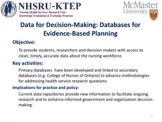 Data for Decision-Making: Databases for Evidence-Based Planning