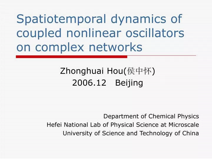 spatiotemporal dynamics of coupled nonlinear oscillators on complex networks