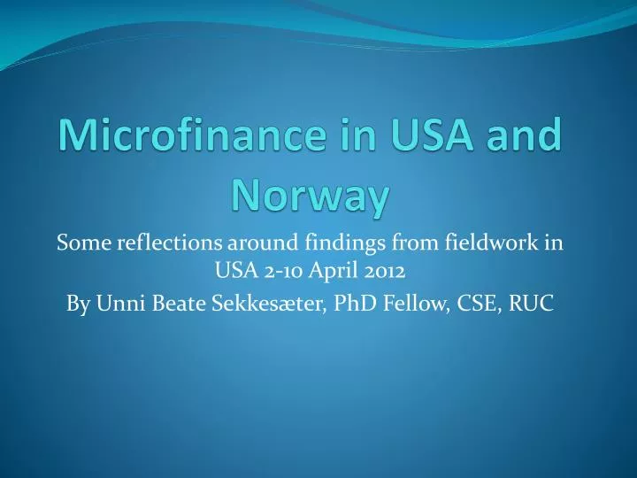 microfinance in usa and norway