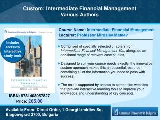 Custom: Intermediate Financial Management Various Authors