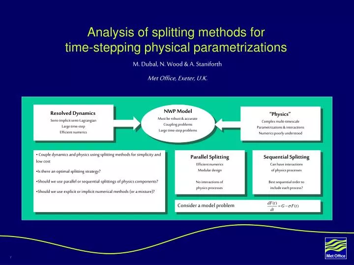 analysis of splitting methods for time stepping physical parametrizations