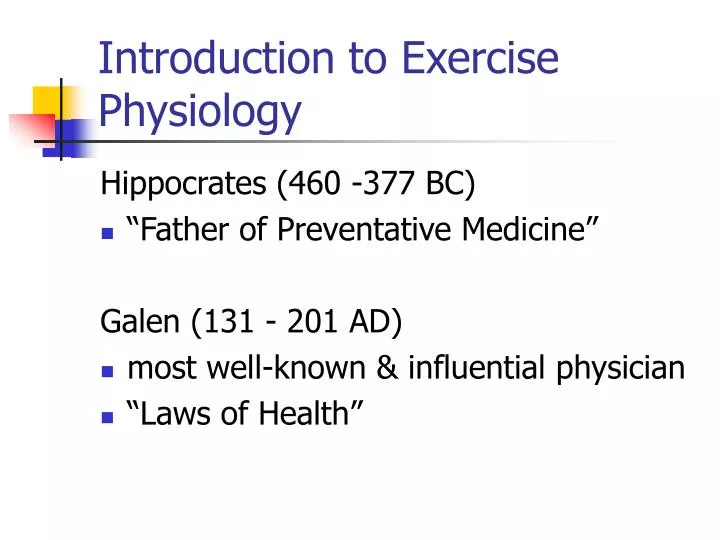 introduction to exercise physiology