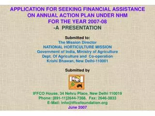 APPLICATION FOR SEEKING FINANCIAL ASSISTANCE ON ANNUAL ACTION PLAN UNDER NHM