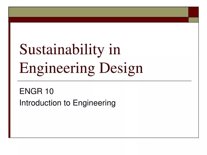 sustainability in engineering design